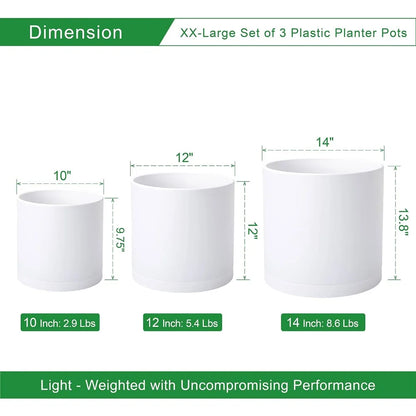 set of 3 plastic planters