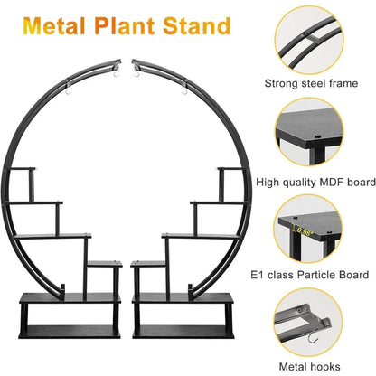 moon shaped 6 layer ladder metal plant rack