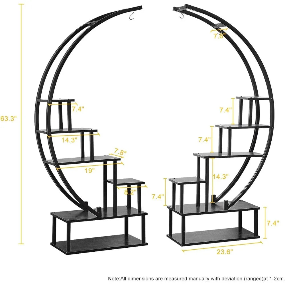 moon shaped 6 layer ladder metal plant rack