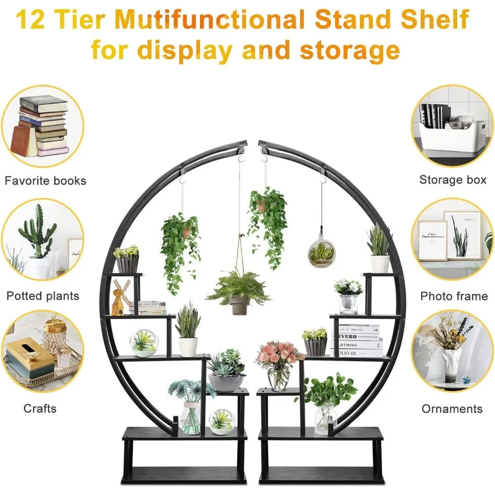 moon shaped 6 layer ladder metal plant rack