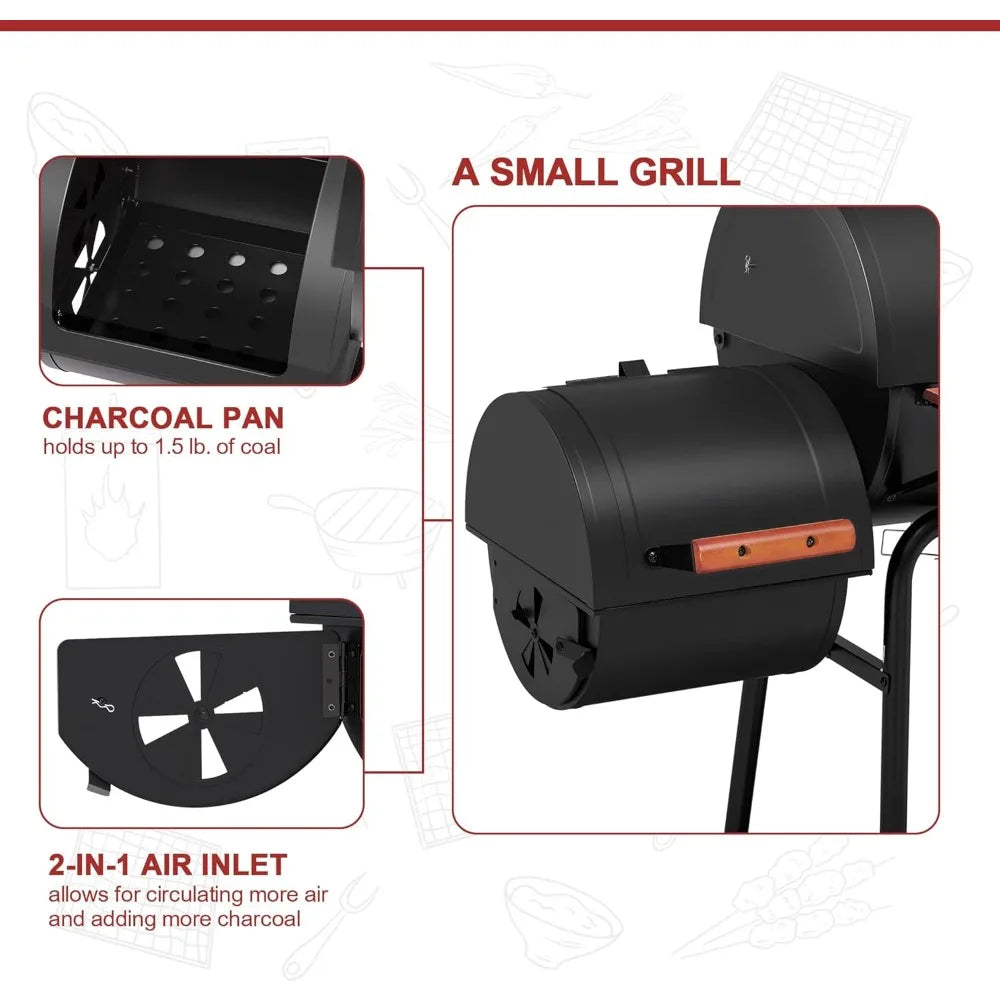 Barrel Charcoal Grill with Side Table