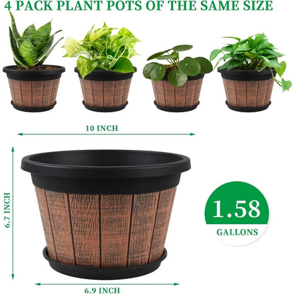 10 inch plastic plant pot - 4 pack