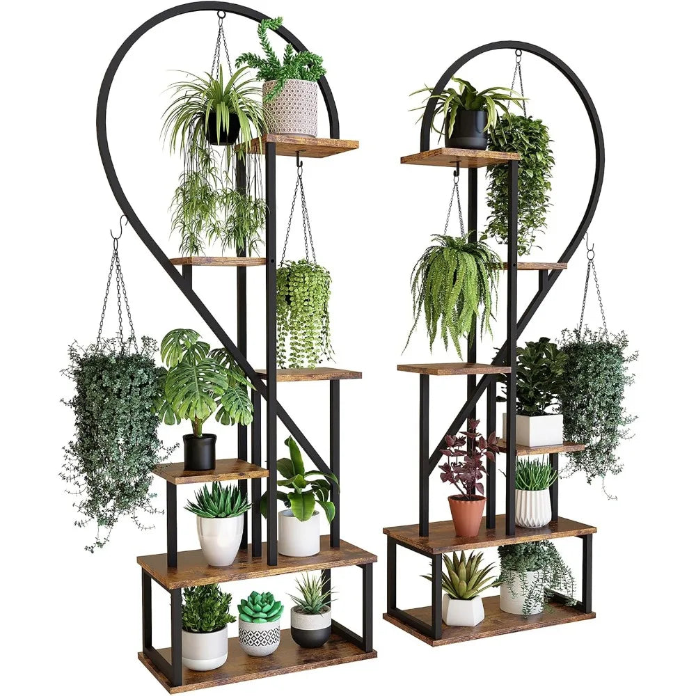 heart shaped 6 tier metal plant rack