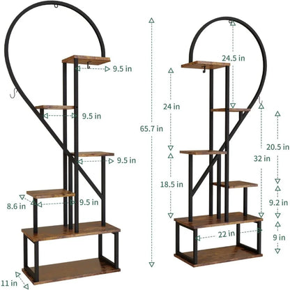 heart shaped 6 tier metal plant rack