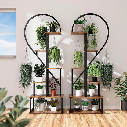 heart shaped 6 tier metal plant rack