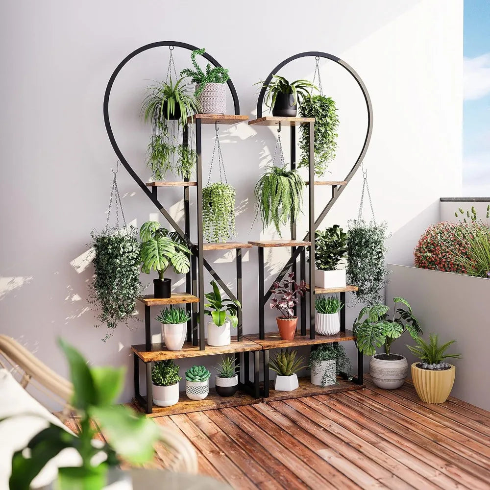 heart shaped 6 tier metal plant rack