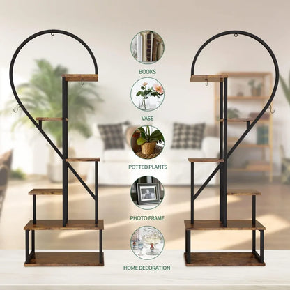 heart shaped 6 tier metal plant rack