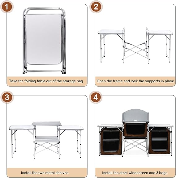 Aluminum Portable Camping Kitchen Table