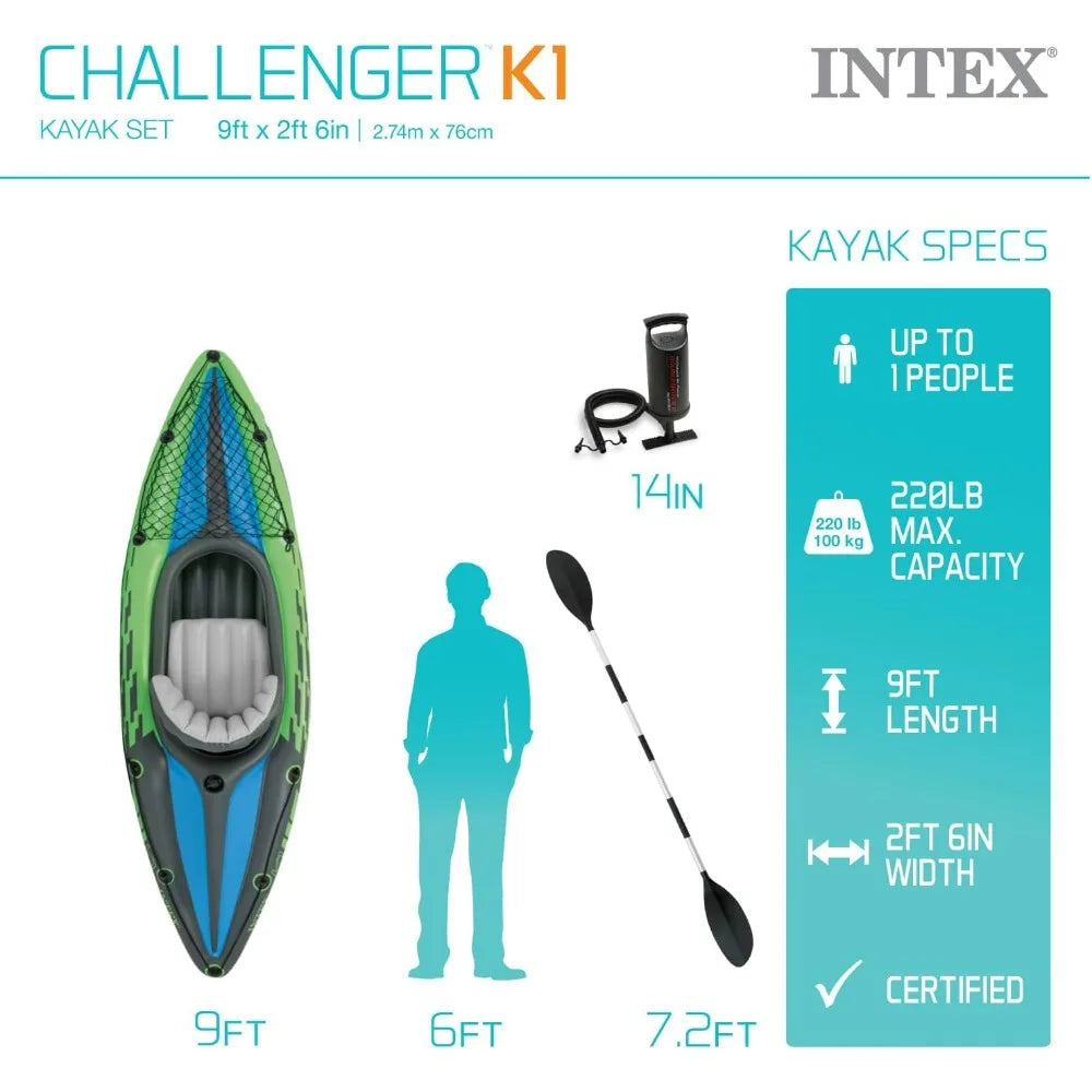 Challenger Inflatable Kayak Series - 86in Kayak Paddles and High-Output Pump