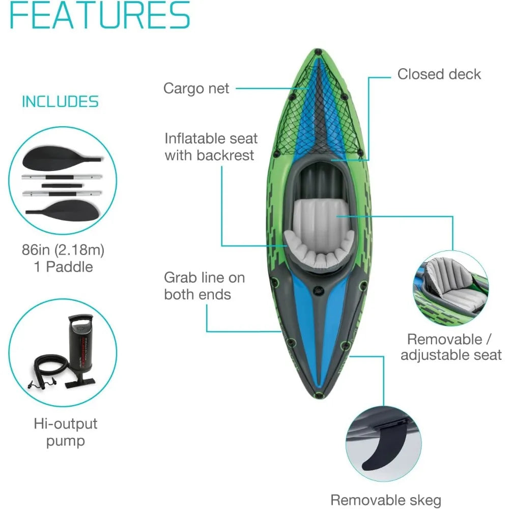 Challenger Inflatable Kayak Series - 86in Kayak Paddles and High-Output Pump