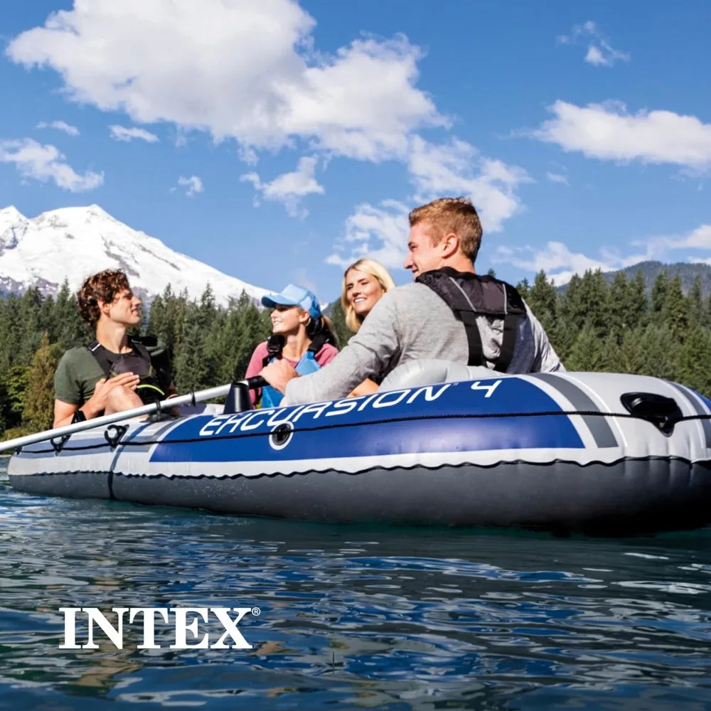 Excursion Inflatable Boat Series: Deluxe 54in Boat Oars and High-Output Pump