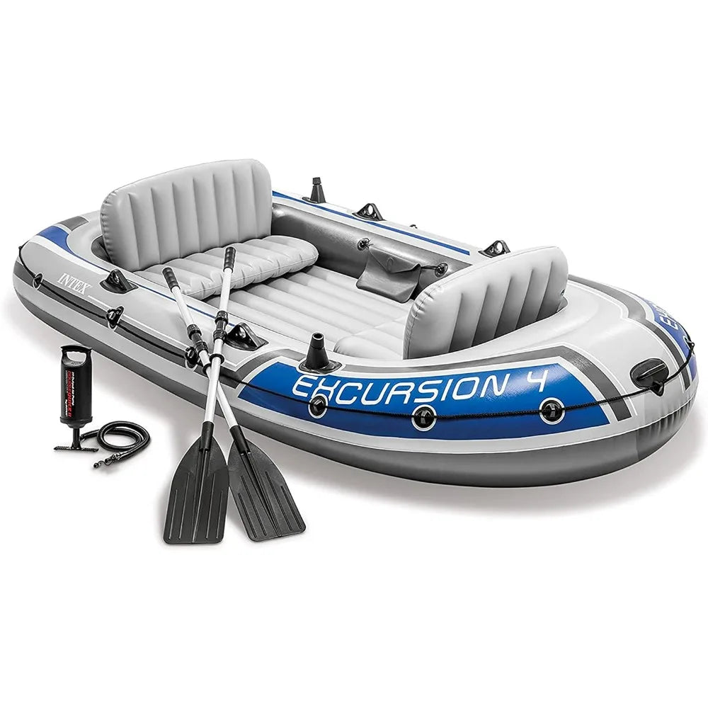 Excursion Inflatable Boat Series: Deluxe 54in Boat Oars and High-Output Pump