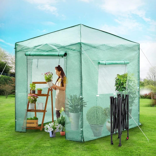 portable greenhouse with doors and windows