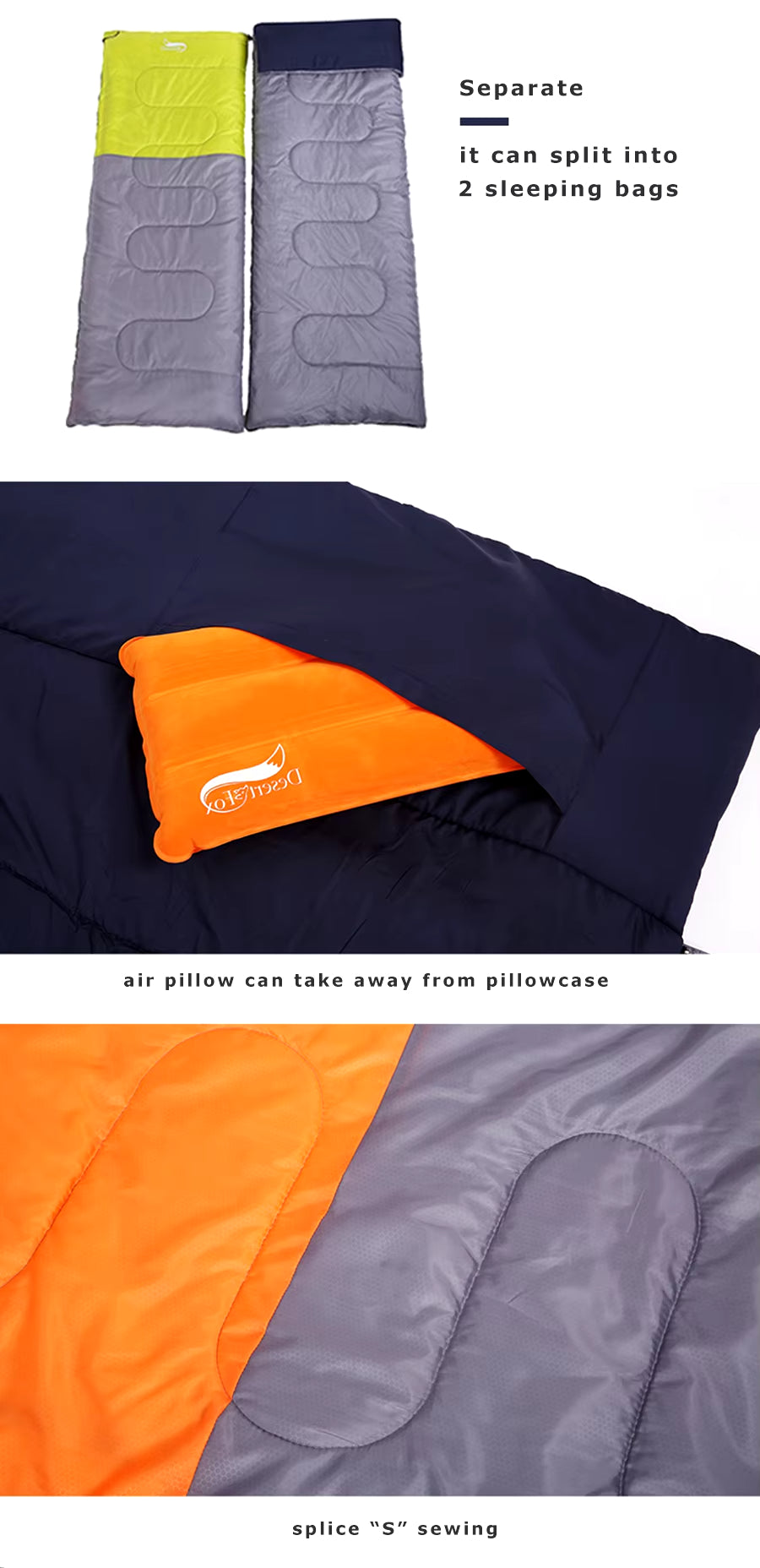 Portable Camping Sleeping Bag for 2 People