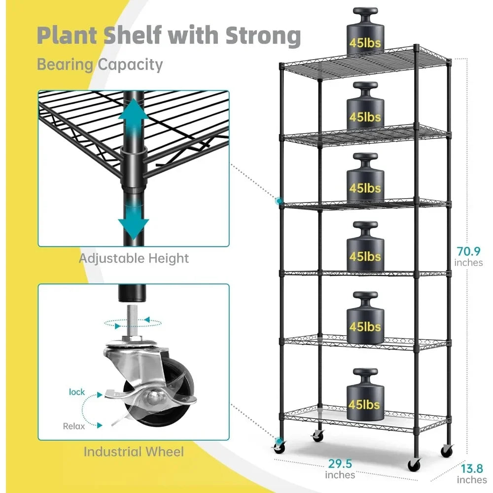 plant shelf with led grow light and thermometer