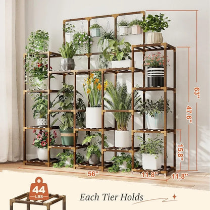tall wood 7 tier plant shelves