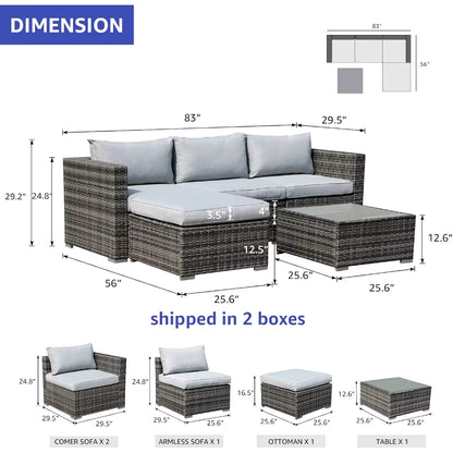 All Weather Grey Outdoor Patio Set 5 piece