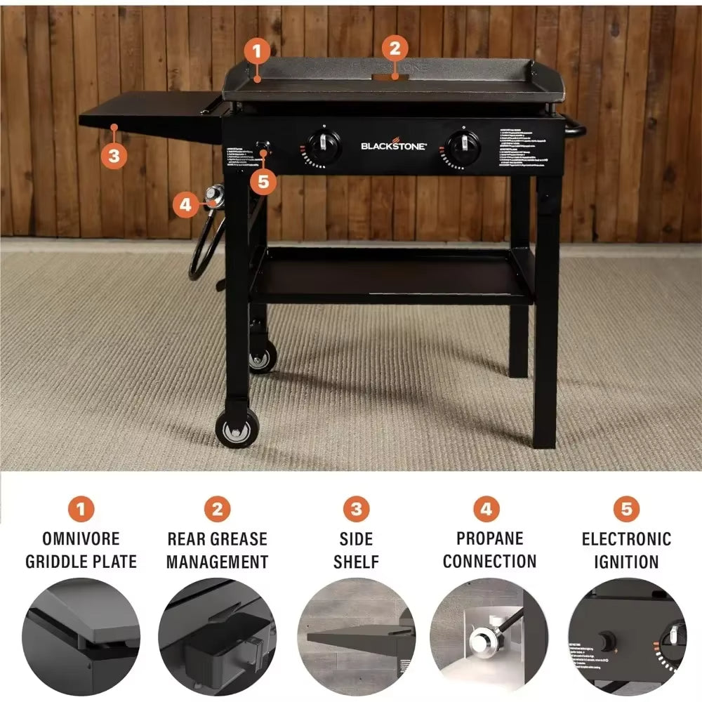 2 Burners Propane Flat Top Gas Grill Grill