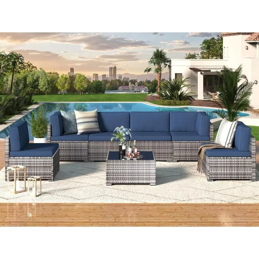 Outdoor Rattan Patio Furniture 7 Piece Set