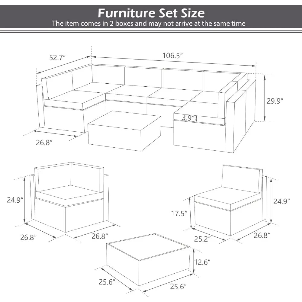 Outdoor Rattan Patio Furniture 7 Piece Set