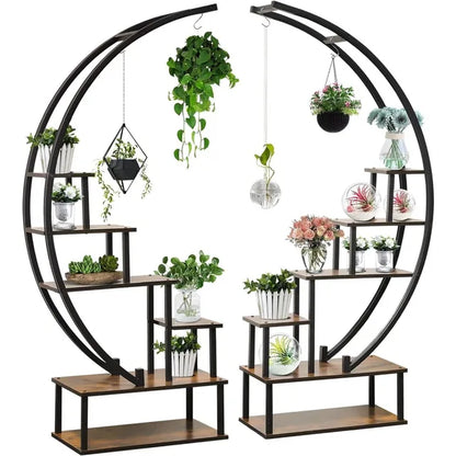 moon shaped 6 layer ladder metal plant rack