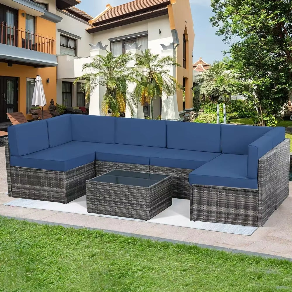 Outdoor Rattan Patio Furniture 7 Piece Set