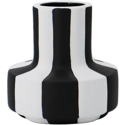 black and white striped ceramic vase